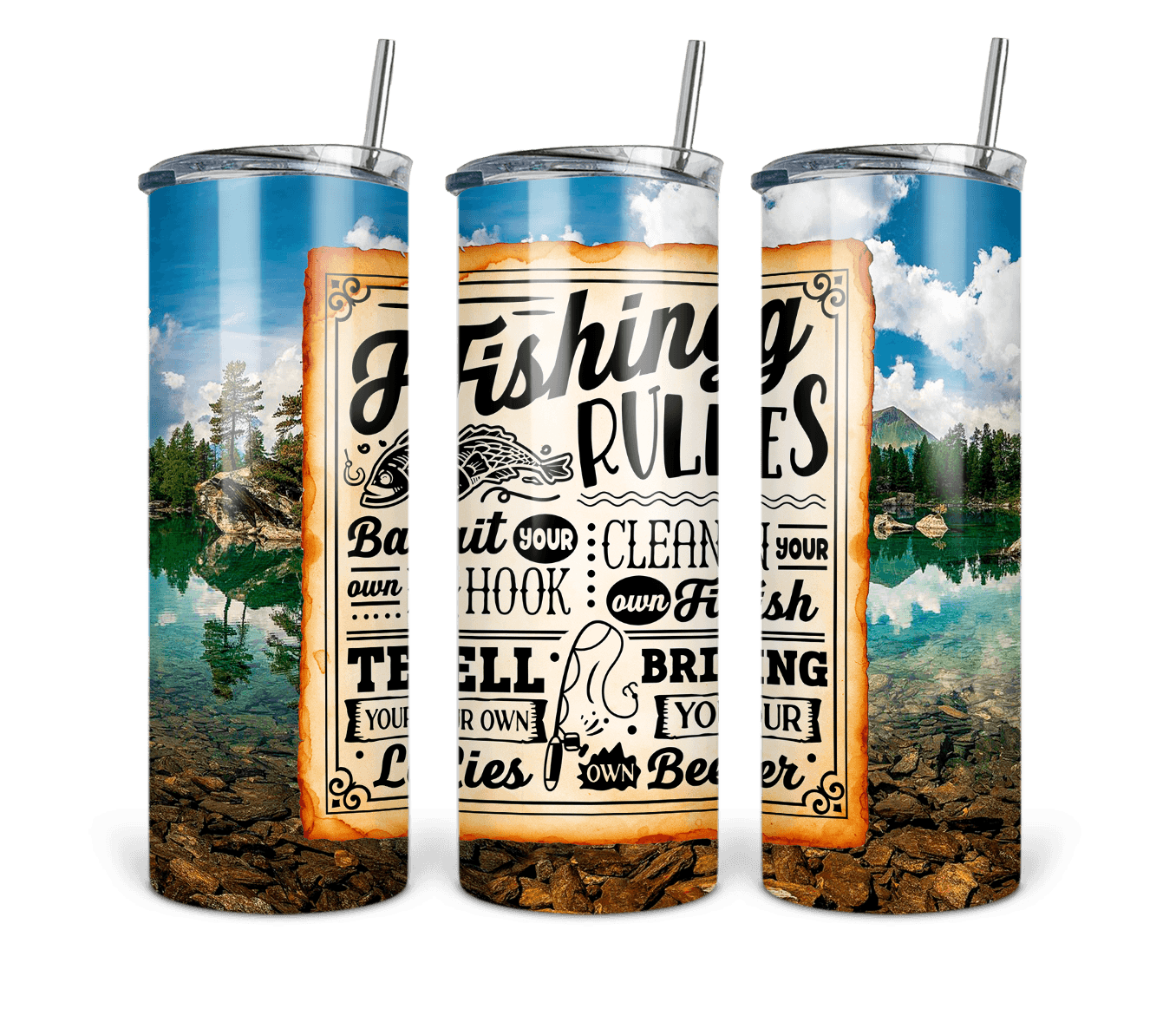 20 oz Fishing Rules Tumbler - The Redheaded StoryKeeper