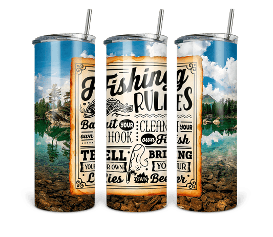 20 oz Fishing Rules Tumbler - The Redheaded StoryKeeper