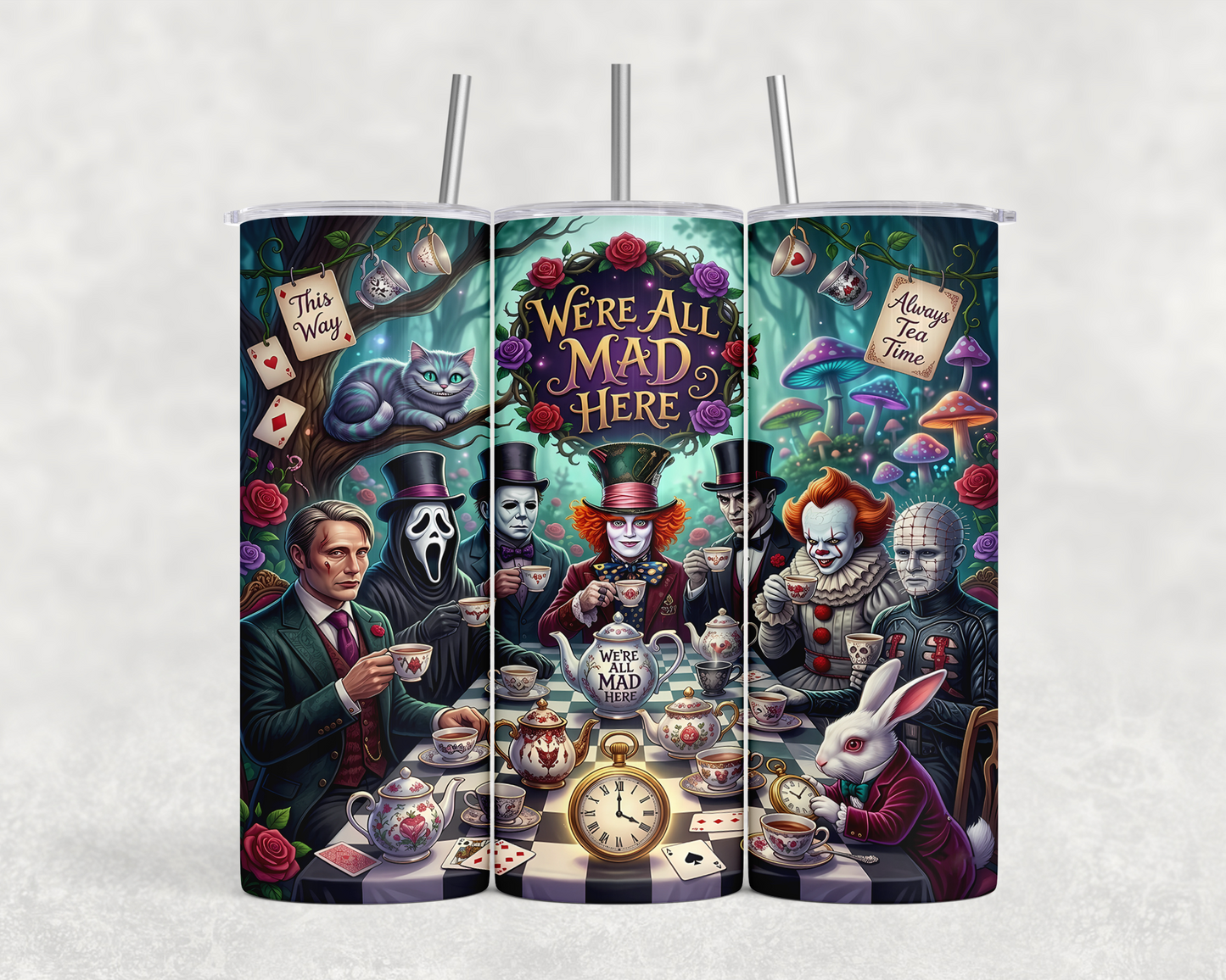 20 oz We're All Mad Here Tumbler