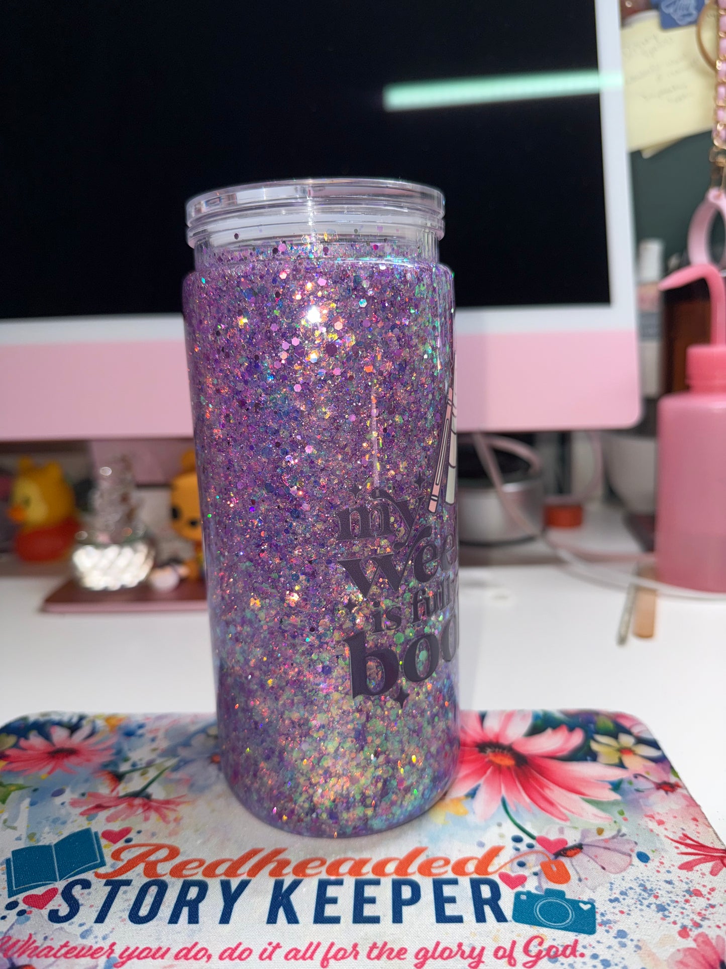 20 oz My Weekend is Fully Booked Glitter Tumbler
