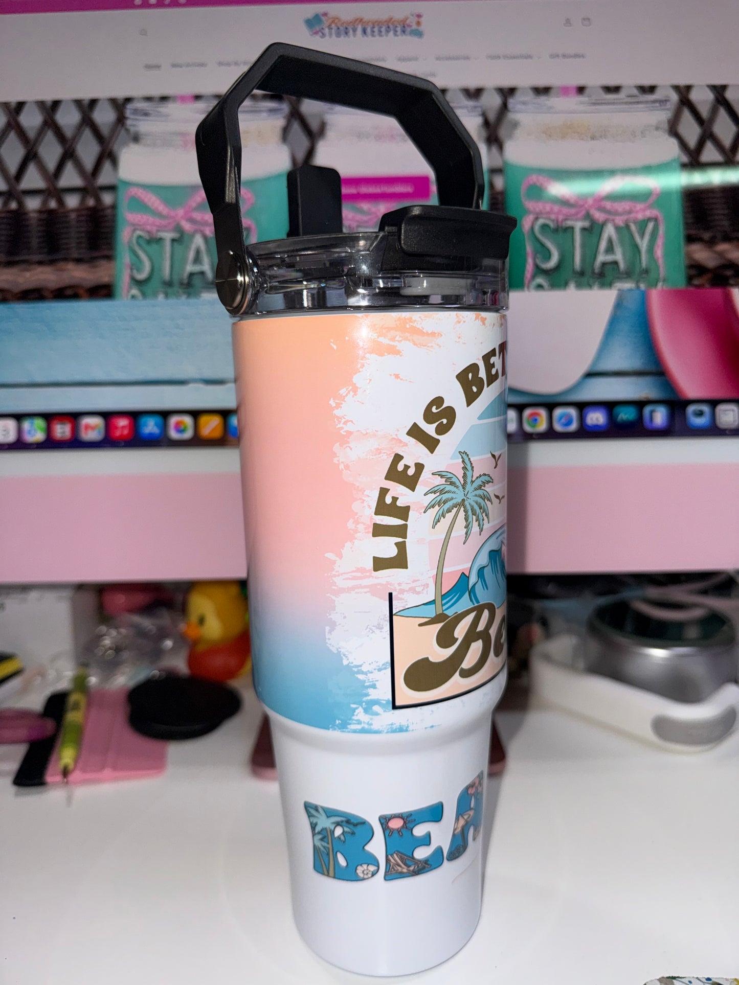 30 oz Beach Life Tri Sip Tumbler | Straw, Sip & Locking Lid