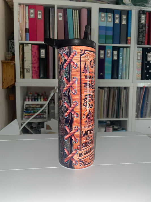 30 oz Duo Lid Camping Rules Woodgrain Tumbler