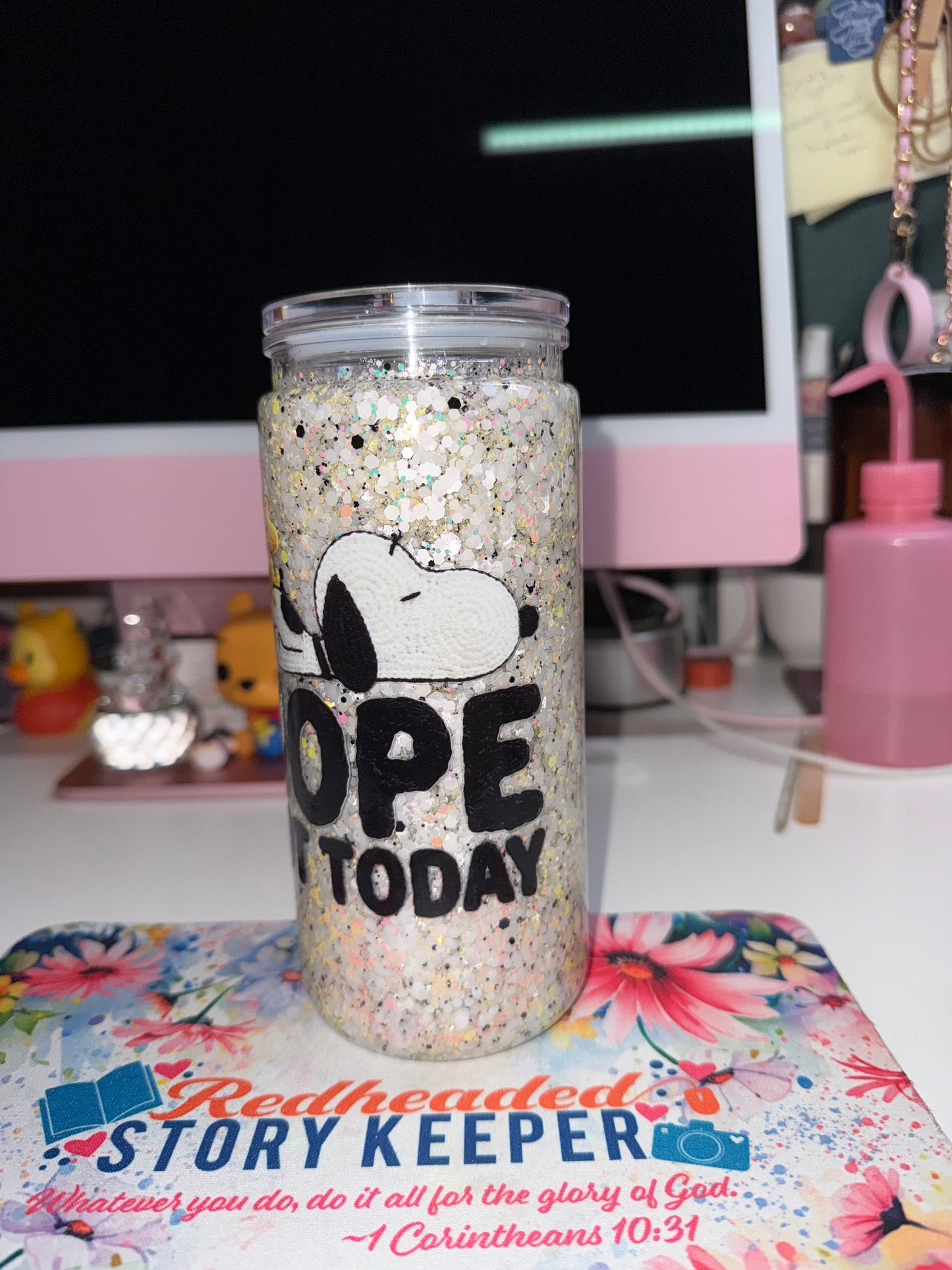 20 oz Nope Not Today Glitter Tumbler