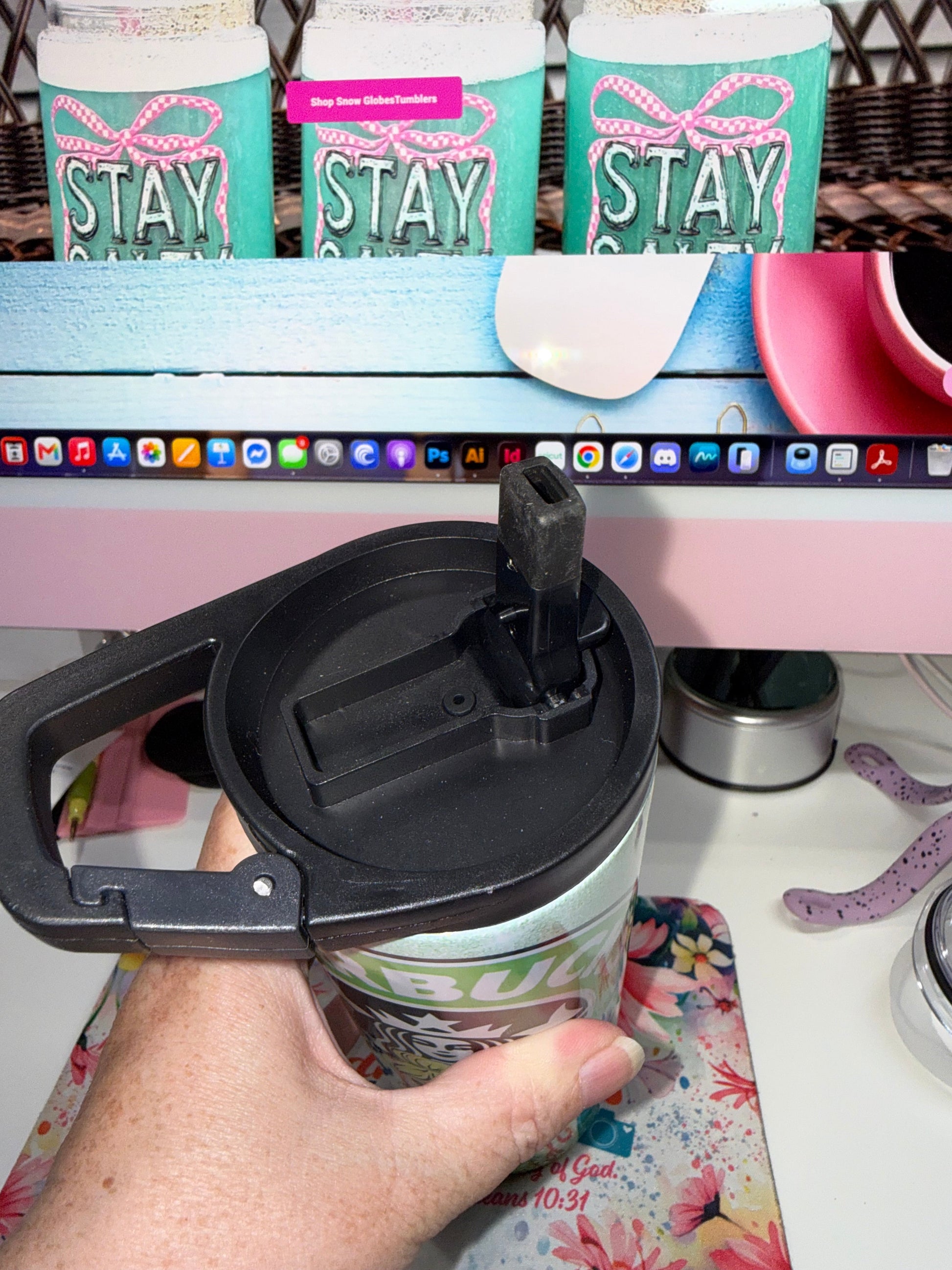 20 oz Fairy Starbucks Duo Tumbler - back view showing Starbucks coffee order checklist