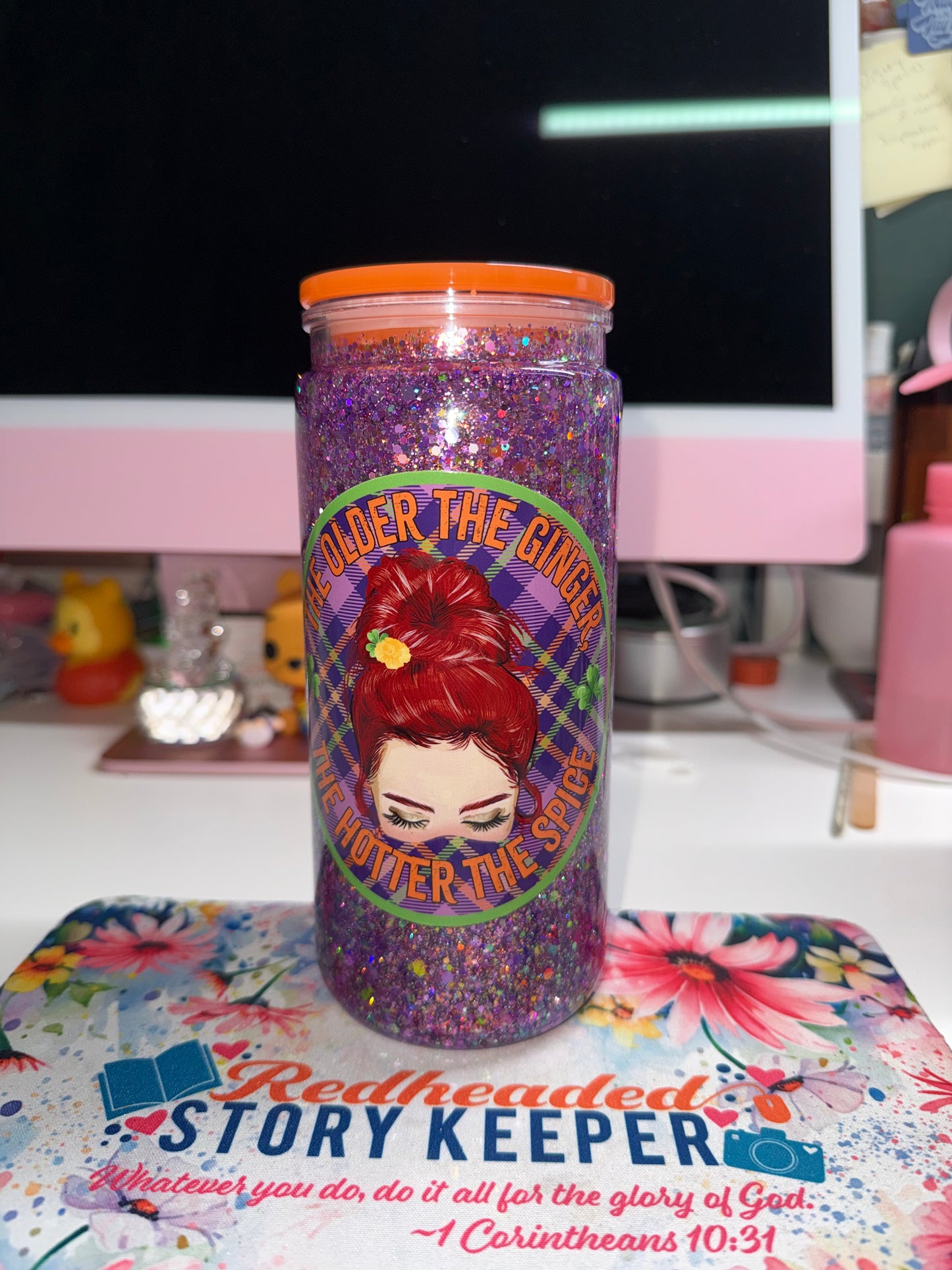 20 oz The Older the Ginger, the Hotter the Spice Glitter Tumbler