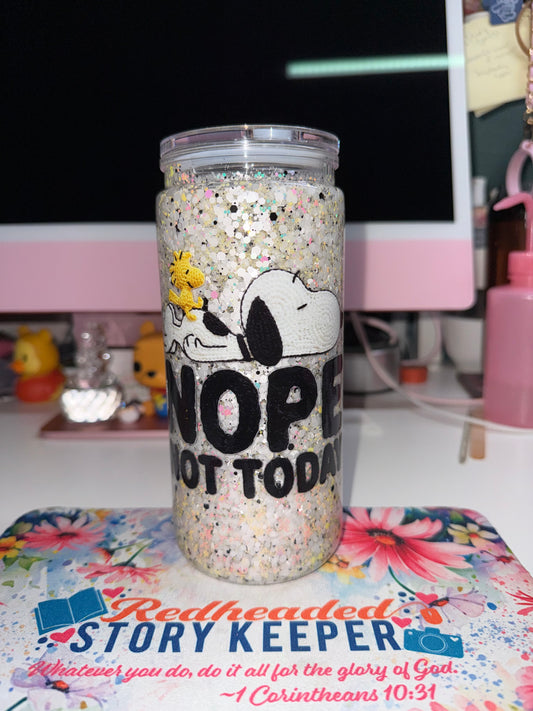 20 oz Nope Not Today Glitter Tumbler