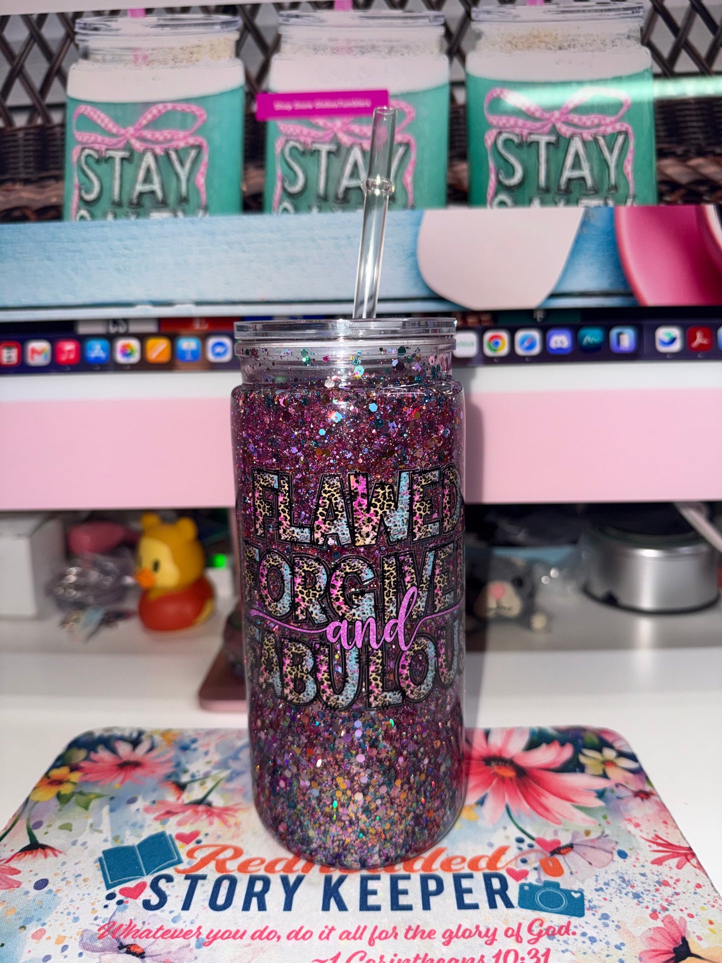 20 oz Acrylic Snowglobe Tumbler- Flawed,Forgiven & Fabulous