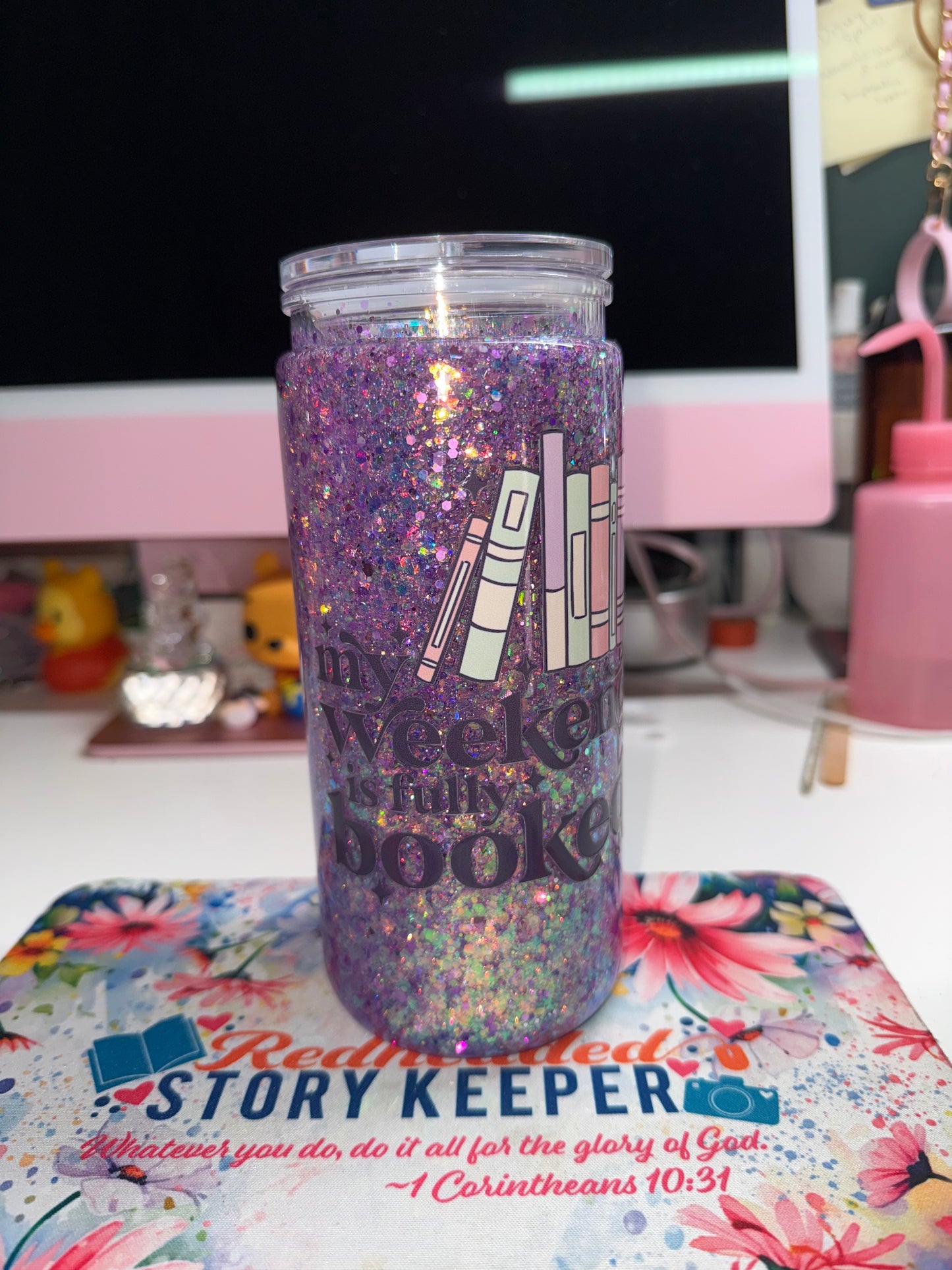 20 oz My Weekend is Fully Booked Glitter Tumbler