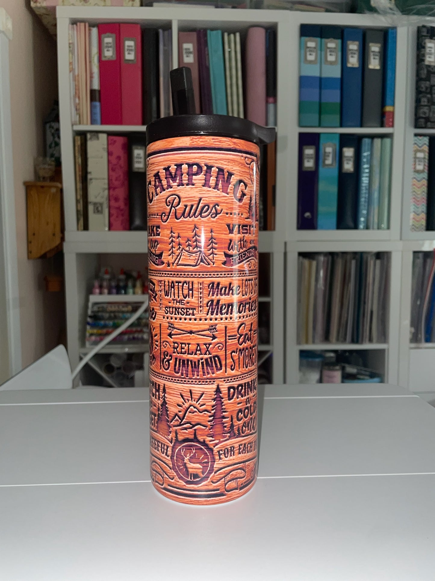 30 oz Duo Lid Camping Rules Woodgrain Tumbler