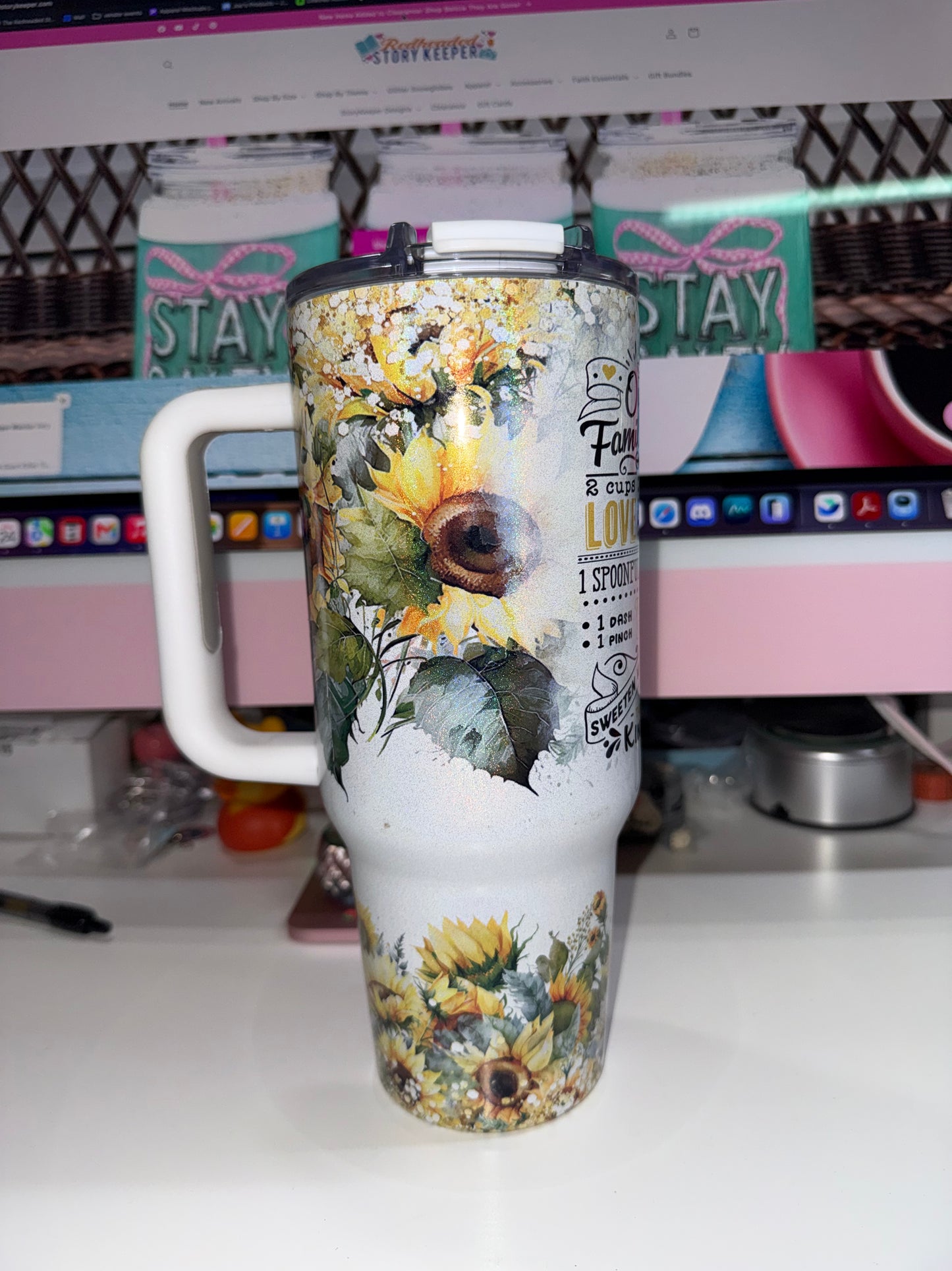 40 oz Sunflowers Family Recipe Holographic Big Swig Tumbler