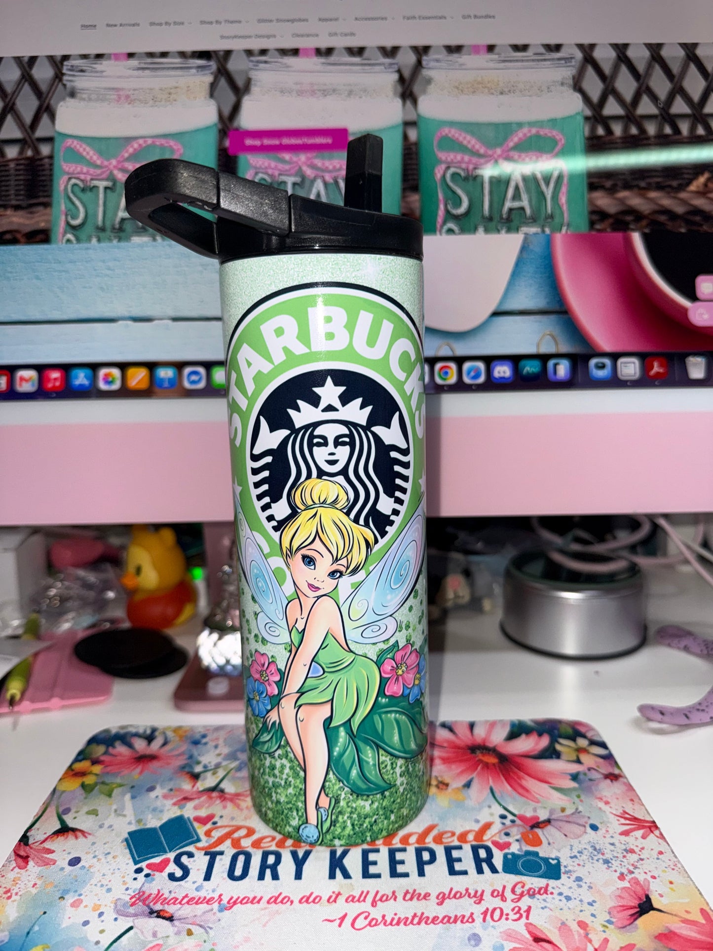 20 oz Fairy Starbucks Duo Tumbler - clear lid detail showing flip-up straw opening