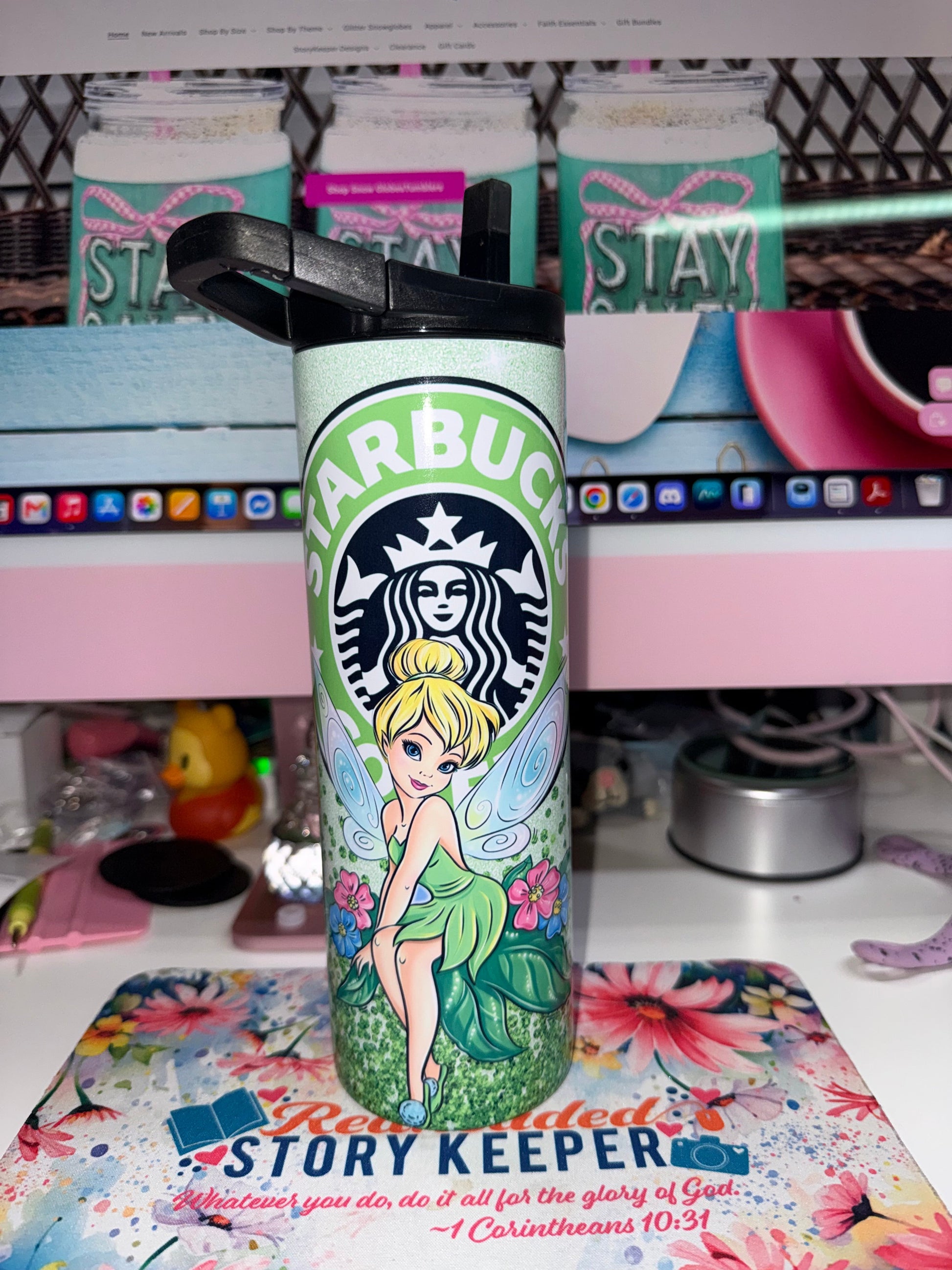20 oz Fairy Starbucks Duo Tumbler - clear lid detail showing flip-up straw opening