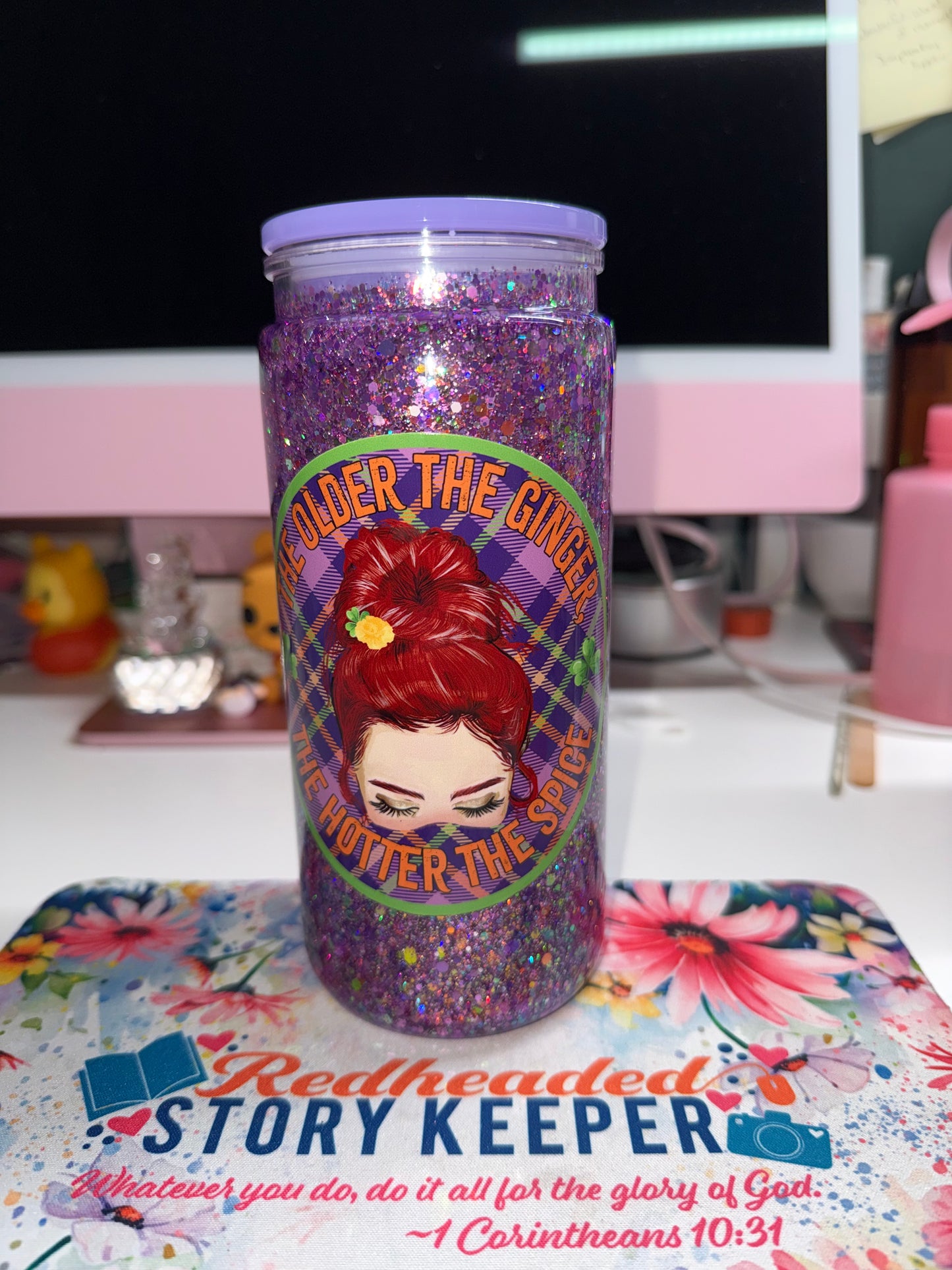 20 oz The Older the Ginger, the Hotter the Spice Glitter Tumbler