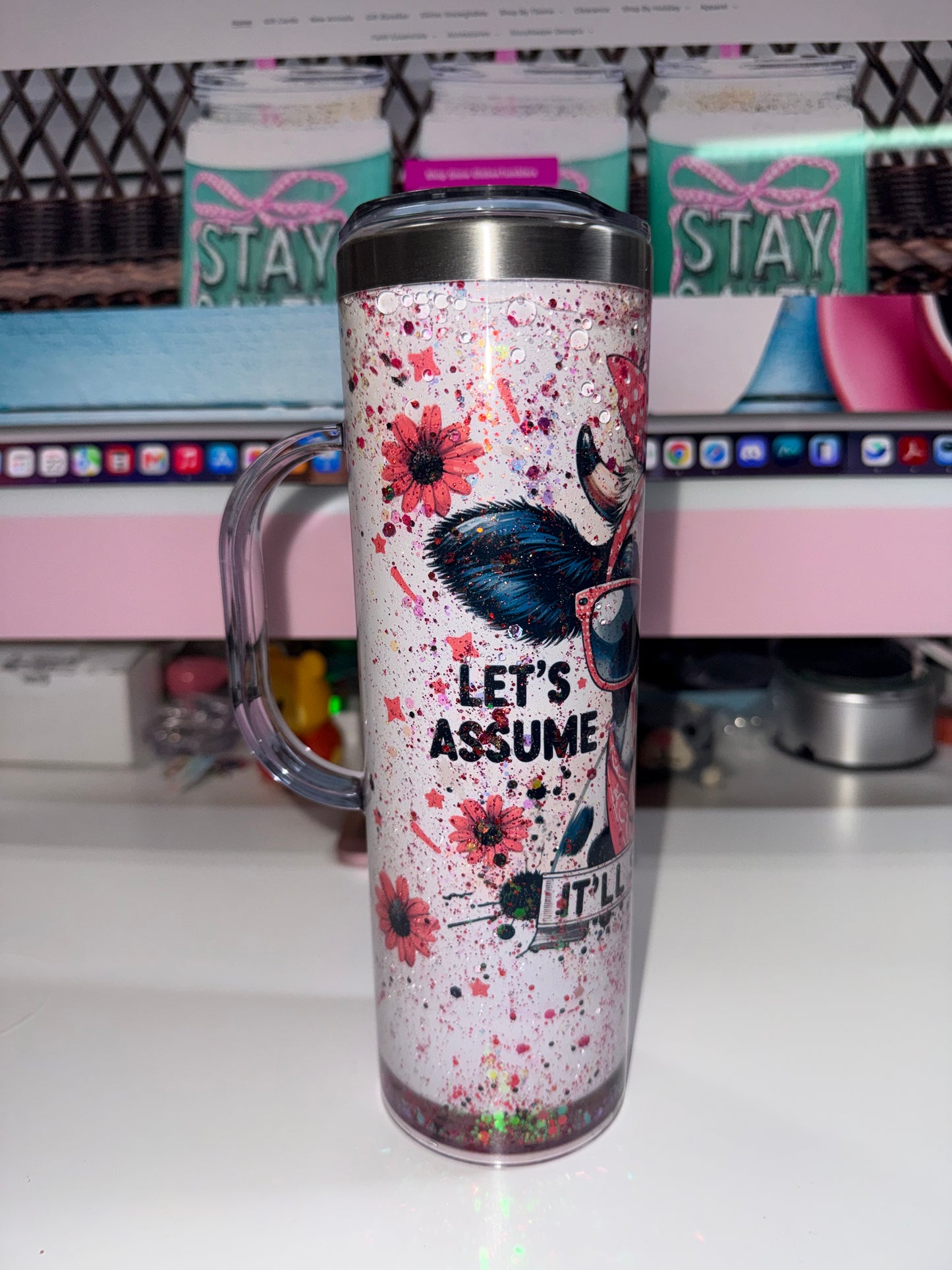 20 oz Let's Assume Snowglobe Tumbler