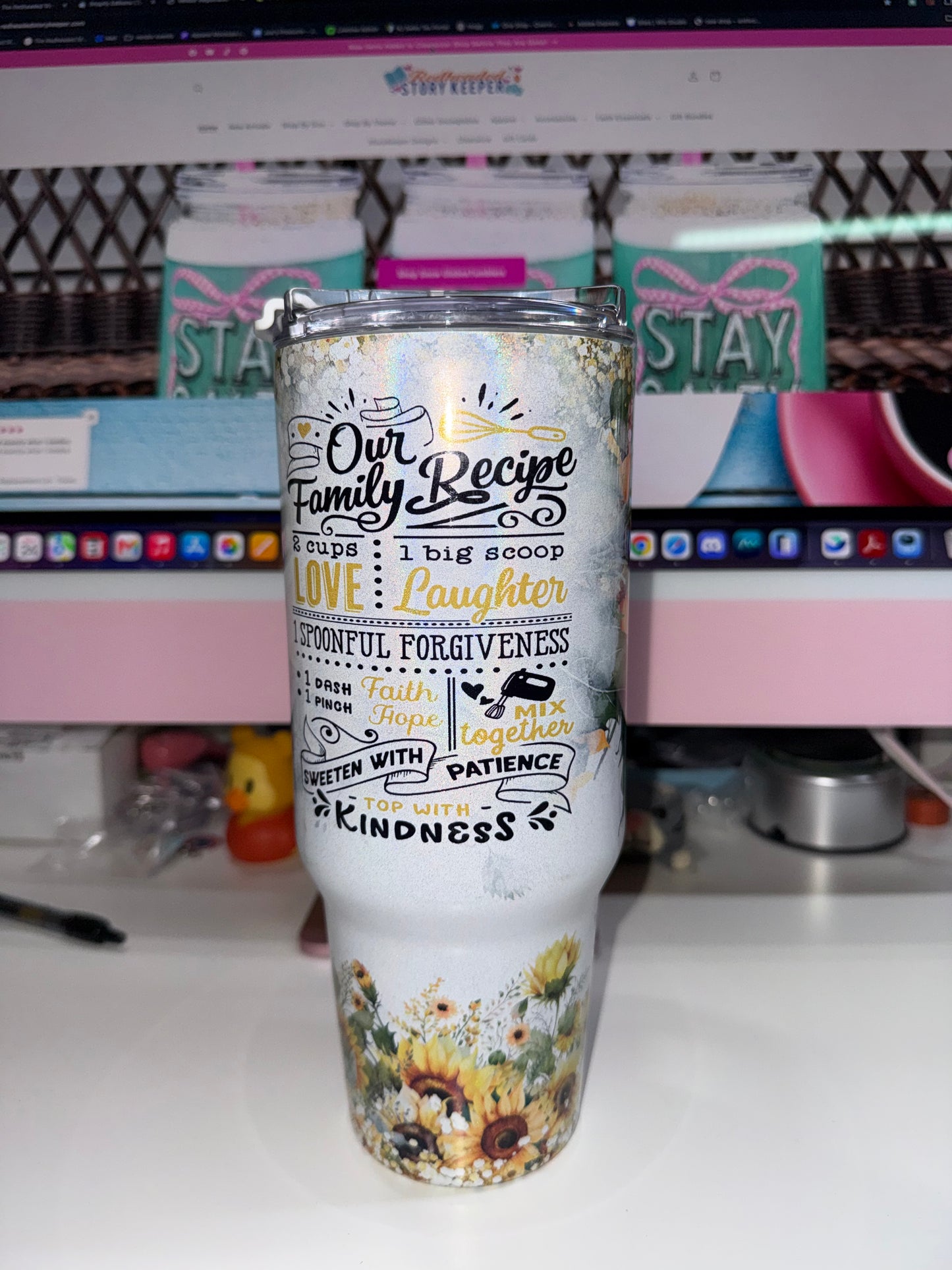 40 oz Sunflowers Family Recipe Holographic Big Swig Tumbler