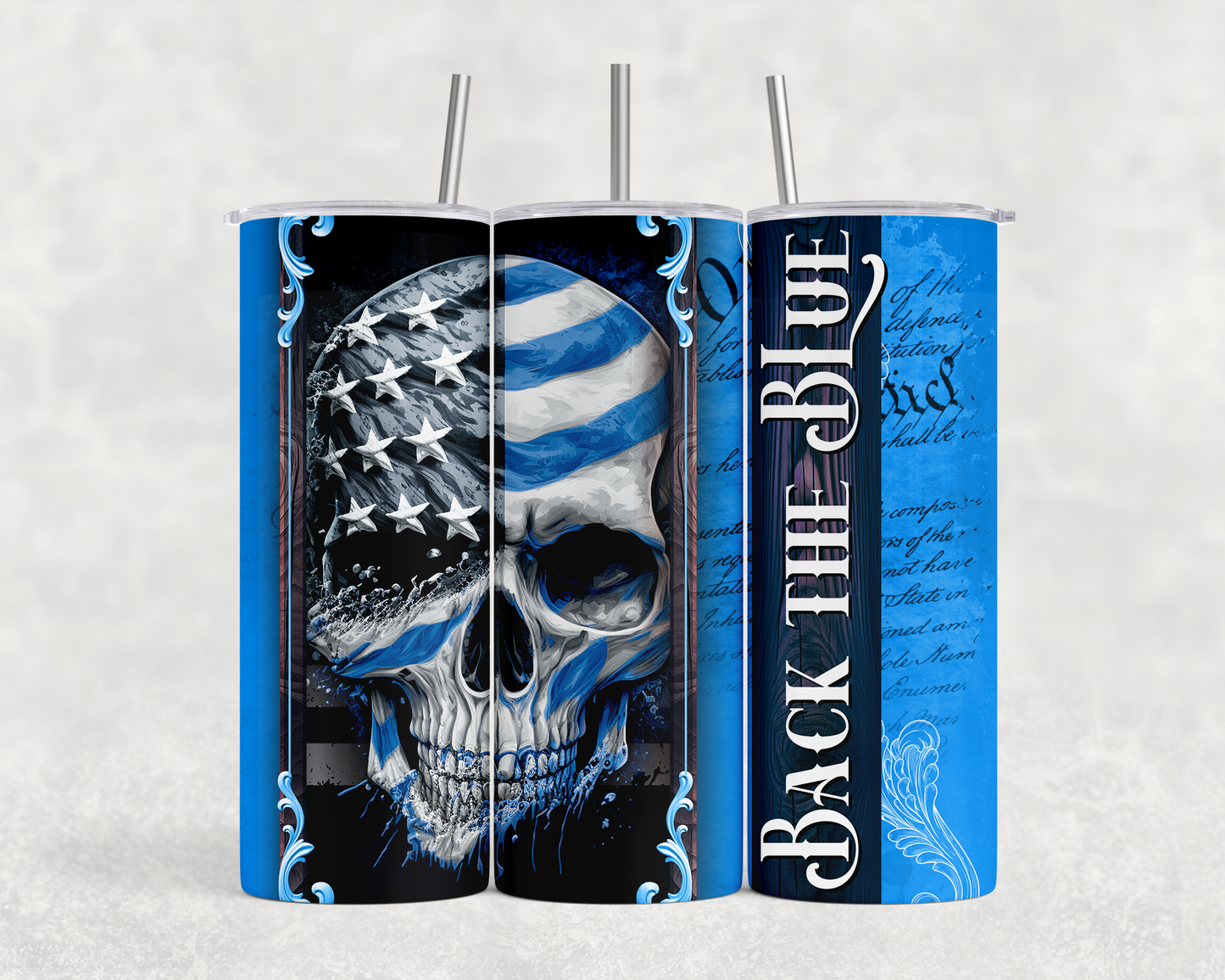 20 oz Back the Blue Tumbler - The Redheaded StoryKeeper