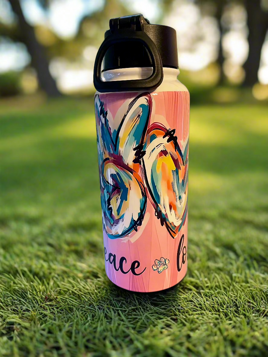 32 oz Peace, Love, Paws Hydro Handle Water Bottle