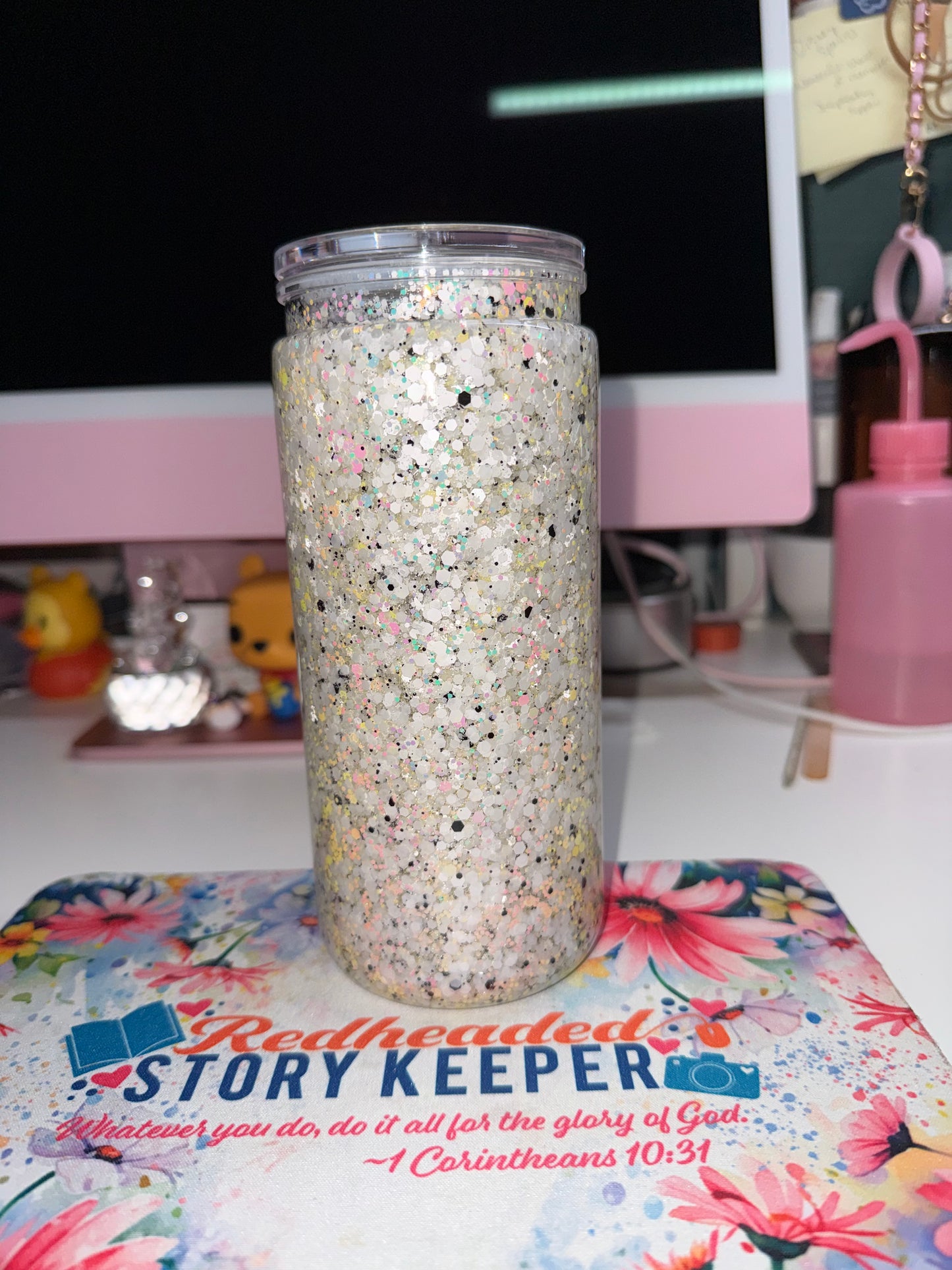 20 oz Nope Not Today Glitter Tumbler