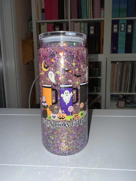 16 oz Acrylic Snow Globe Tumbler - Stay Spooky & Hyrdrated