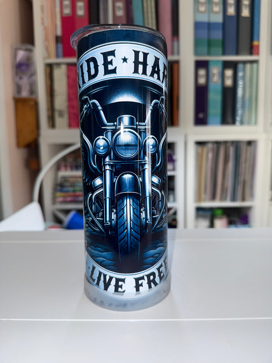 20 oz Ride Hard Live Free Tumbler - The Redheaded StoryKeeper