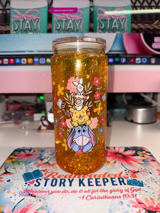 20 oz Pooh & Friends Honey Drip Snow Globe Tumbler