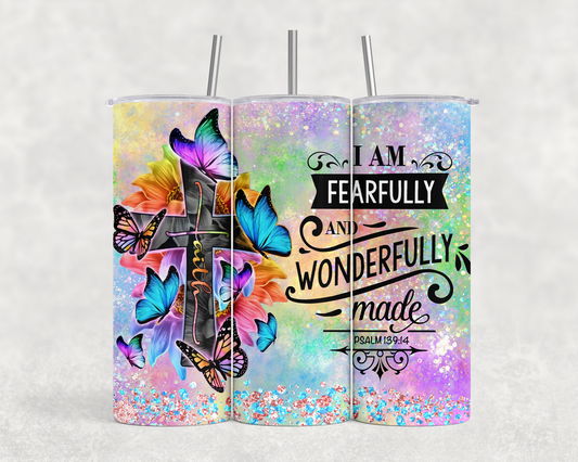 20 oz Fearfully & Wonderfully Made Glitter Tumbler - The Redheaded StoryKeeper