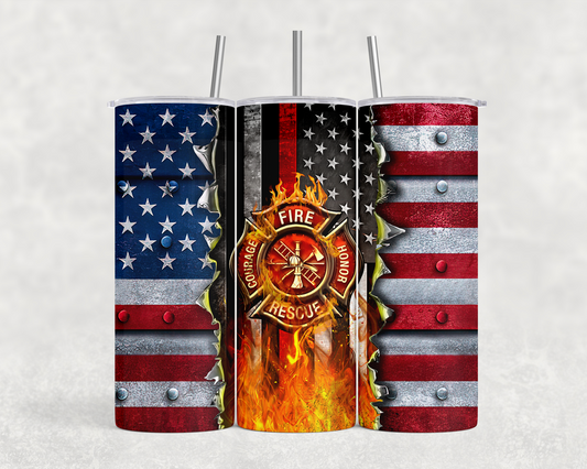 20 oz Fire Patriotic Tumbler - The Redheaded StoryKeeper