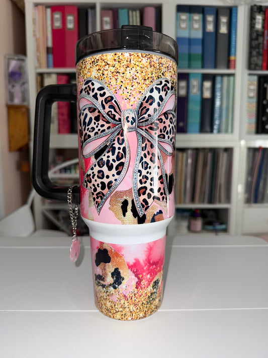 40 oz Drink Your Water & Mind Your Business Travel Tumbler with Charm