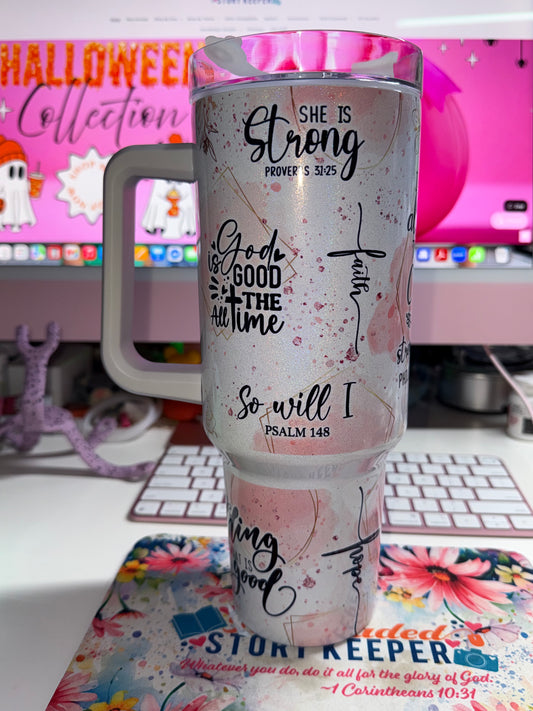 40 oz Scripture Peach Travel Tumbler