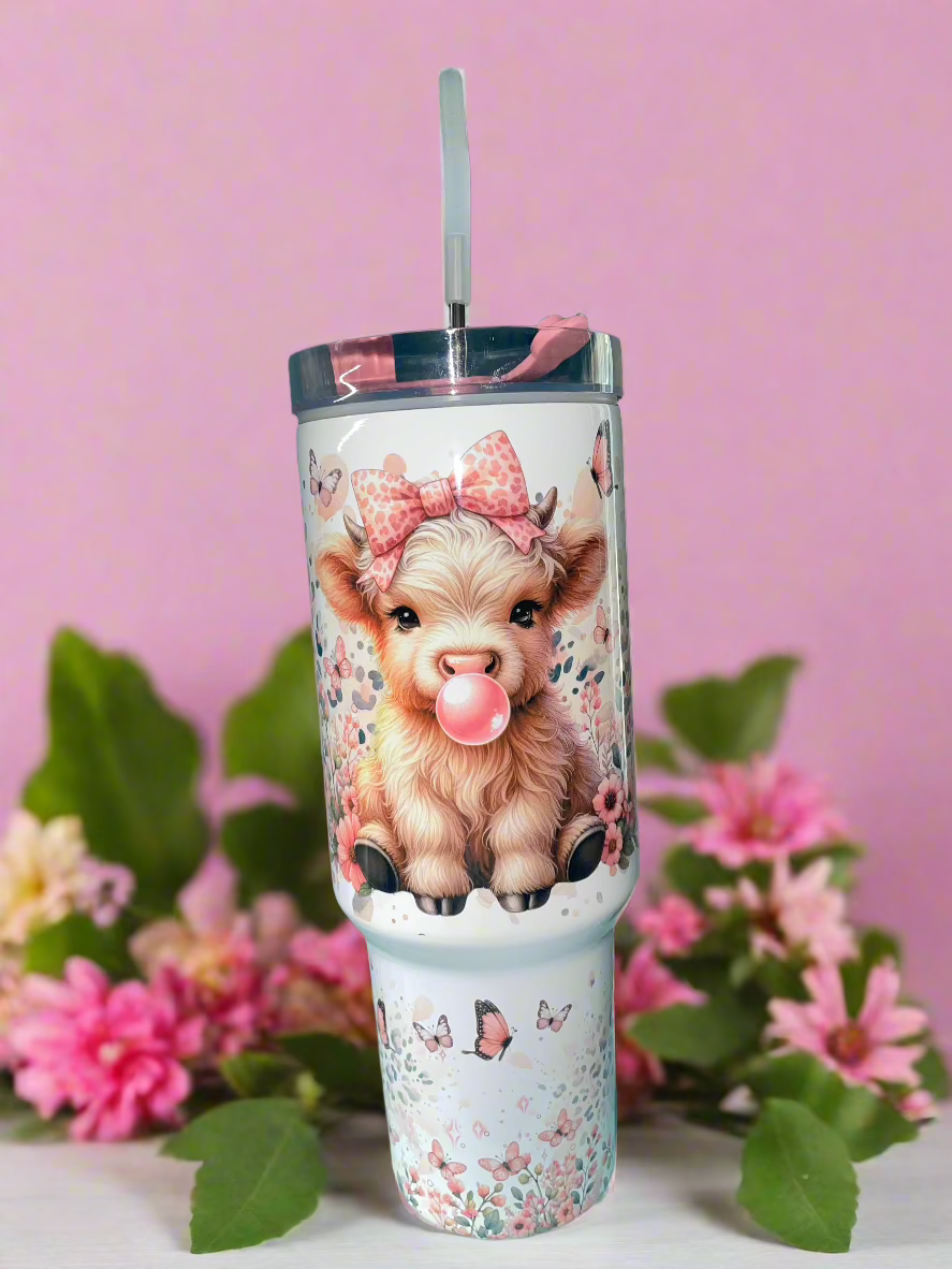 40oz Bubblegum Heifer Travel Tumbler