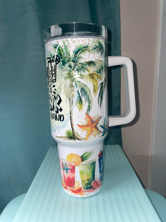 40 oz Sun, Sand and a Drink Travel Tumbler