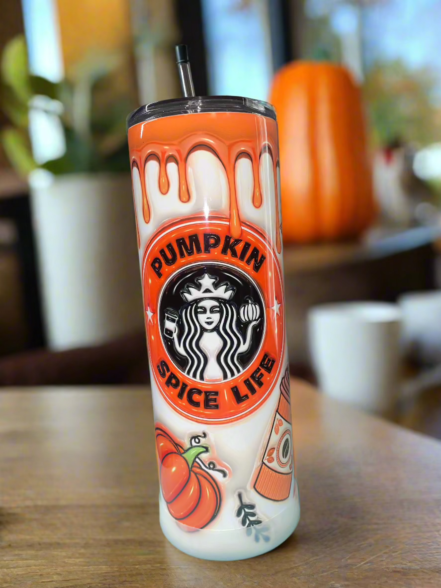 20 oz Pumpkin Spice Inflated Design Tumbler