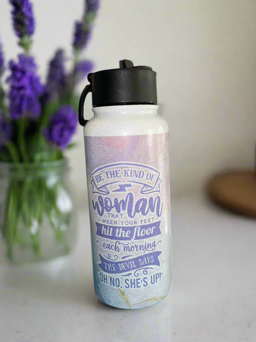 32 oz Be the Kind of Woman Glitter Hydro Handle Water Bottle