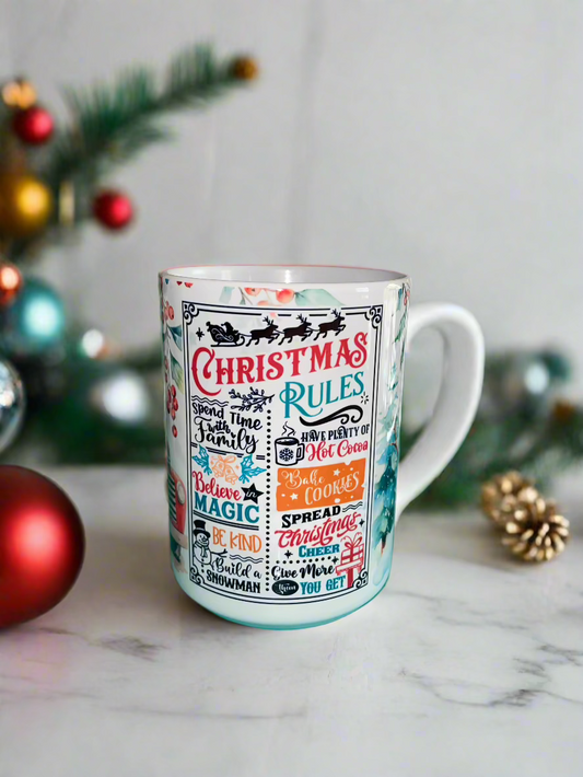 15 oz Christmas Rules Ceramic Mug