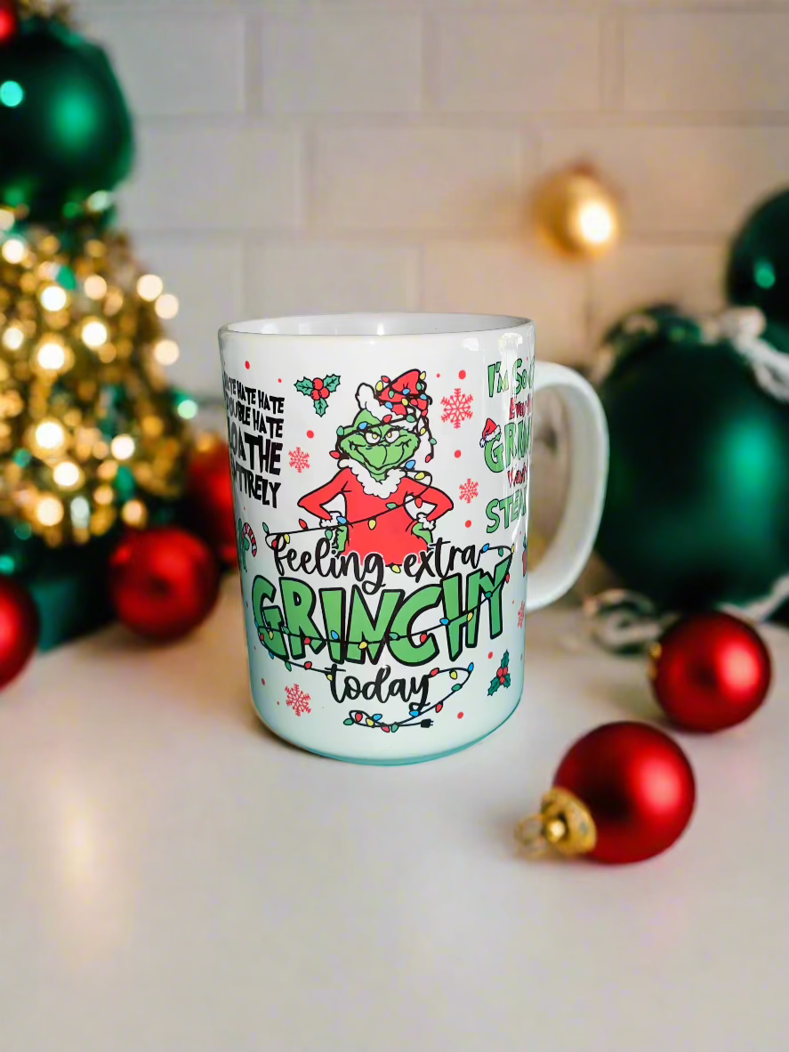 15 oz Feelin' Extra Grinchy Ceramic Mug