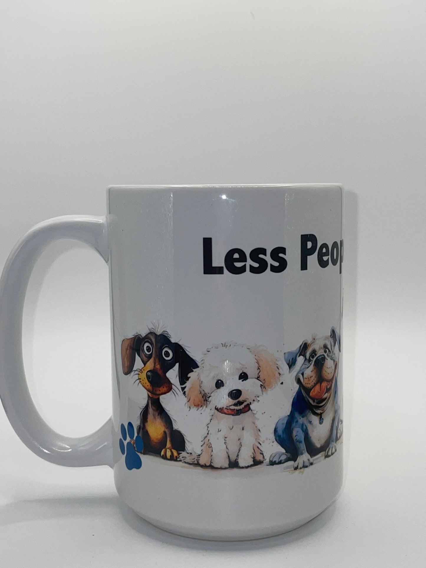 15 oz Less People, More Dogs Mug with Bamboo Lid