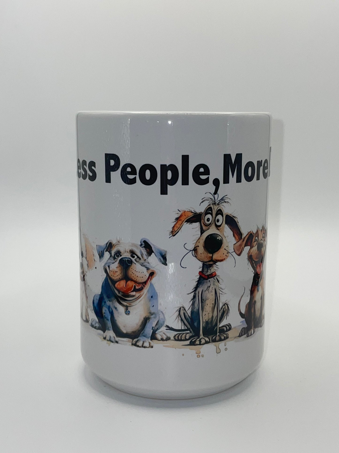 15 oz Less People, More Dogs Mug with Bamboo Lid