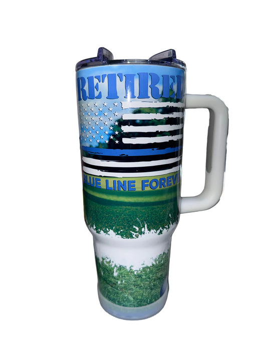 40 oz Retired - Blue Line Forever Big Swig Tumbler - The Redheaded StoryKeeper