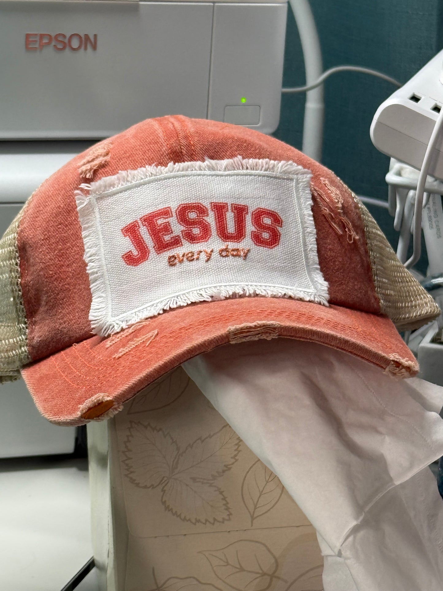 Jesus Every Day Distressed Ponytail Baseball Cap