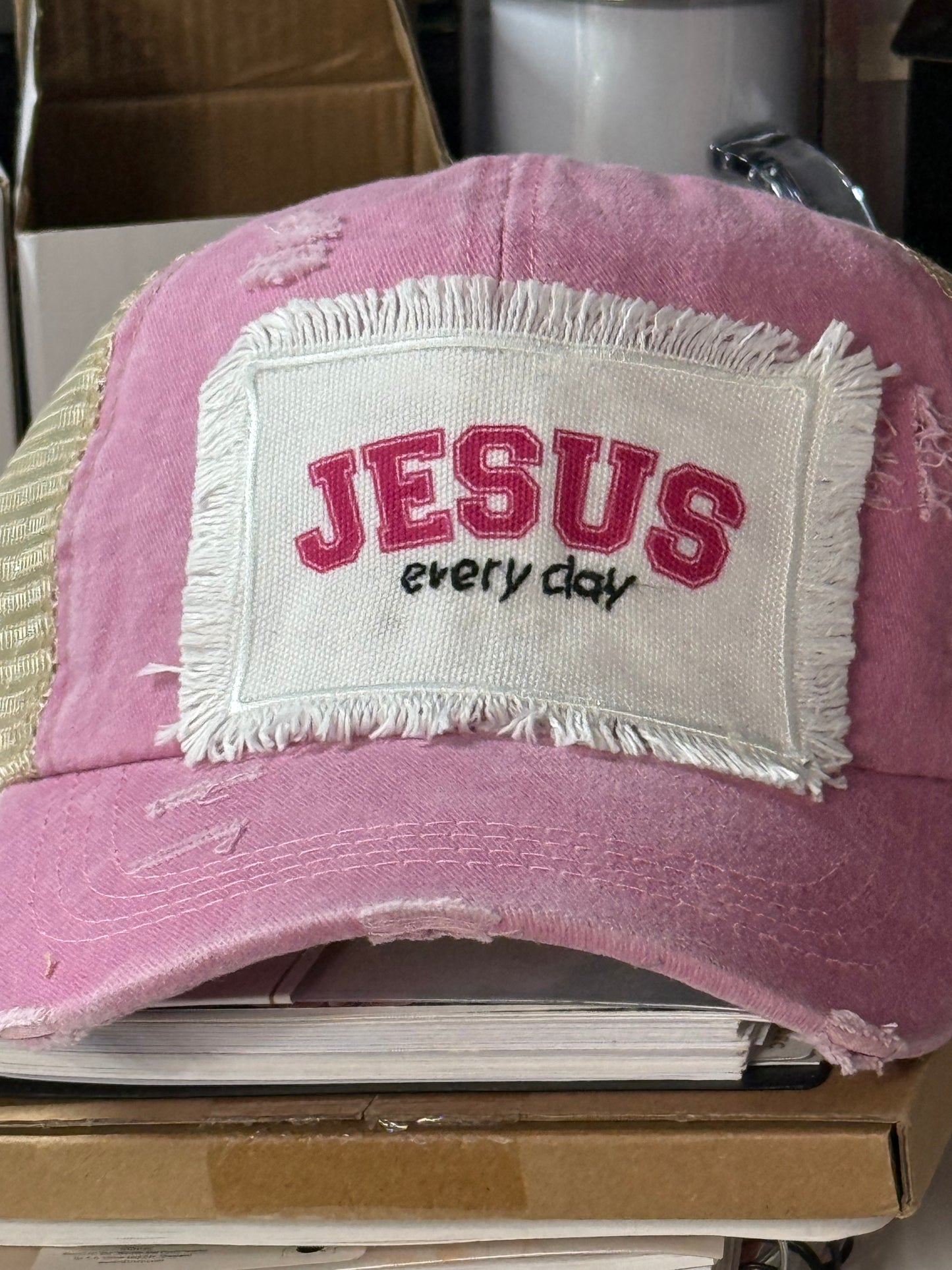 Jesus Every Day Distressed Ponytail Baseball Cap