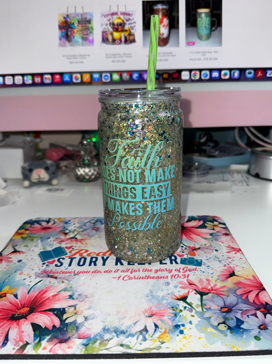 16 oz Faith Makes Things Possible Acrylic Snow Globe Tumbler