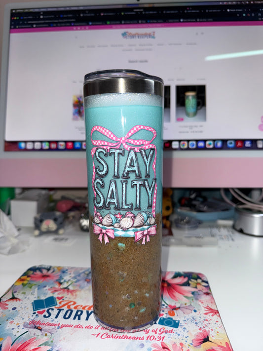20 oz Stay Salty Stainless Steel Beach Tumbler with Handle