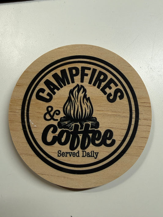 Bamboo Coffe Mug Lid Campfires & Coffee