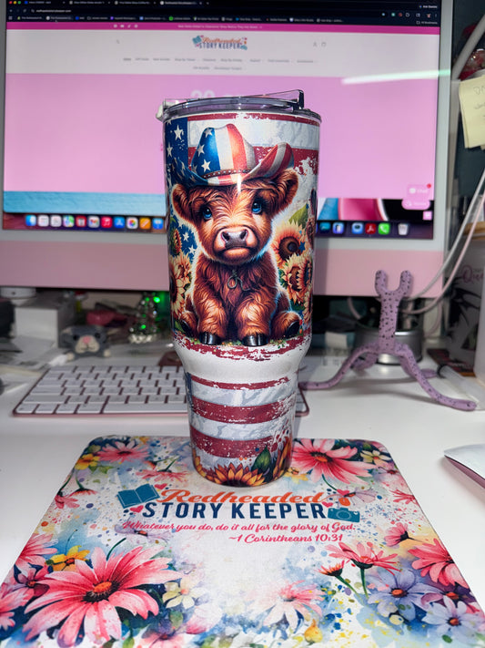 40 oz Patriotic Cows Holographic Big Swig