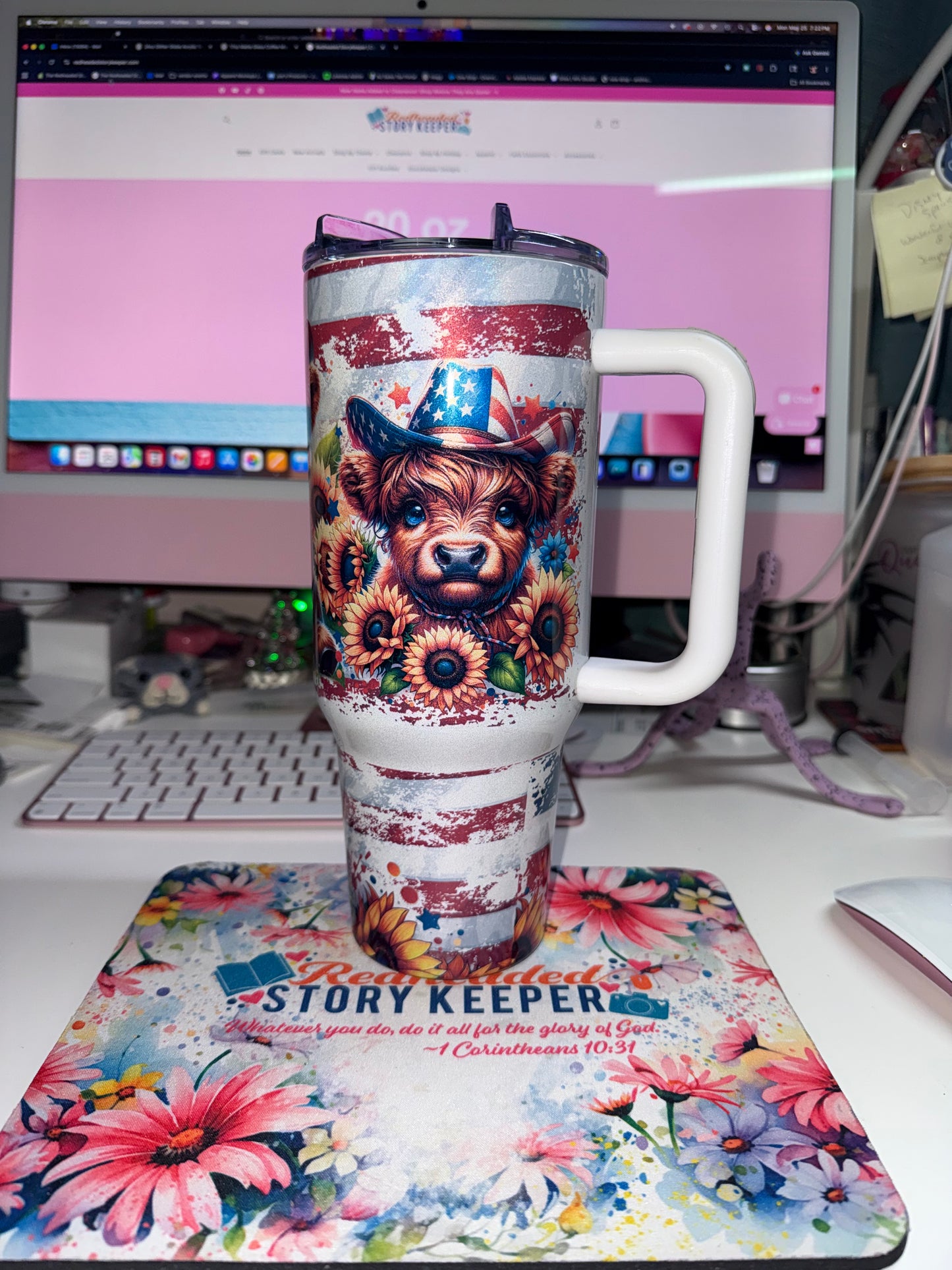 40 oz Patriotic Cows Holographic Big Swig