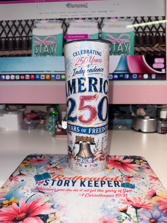 20 oz America 250 Holographic Tumbler