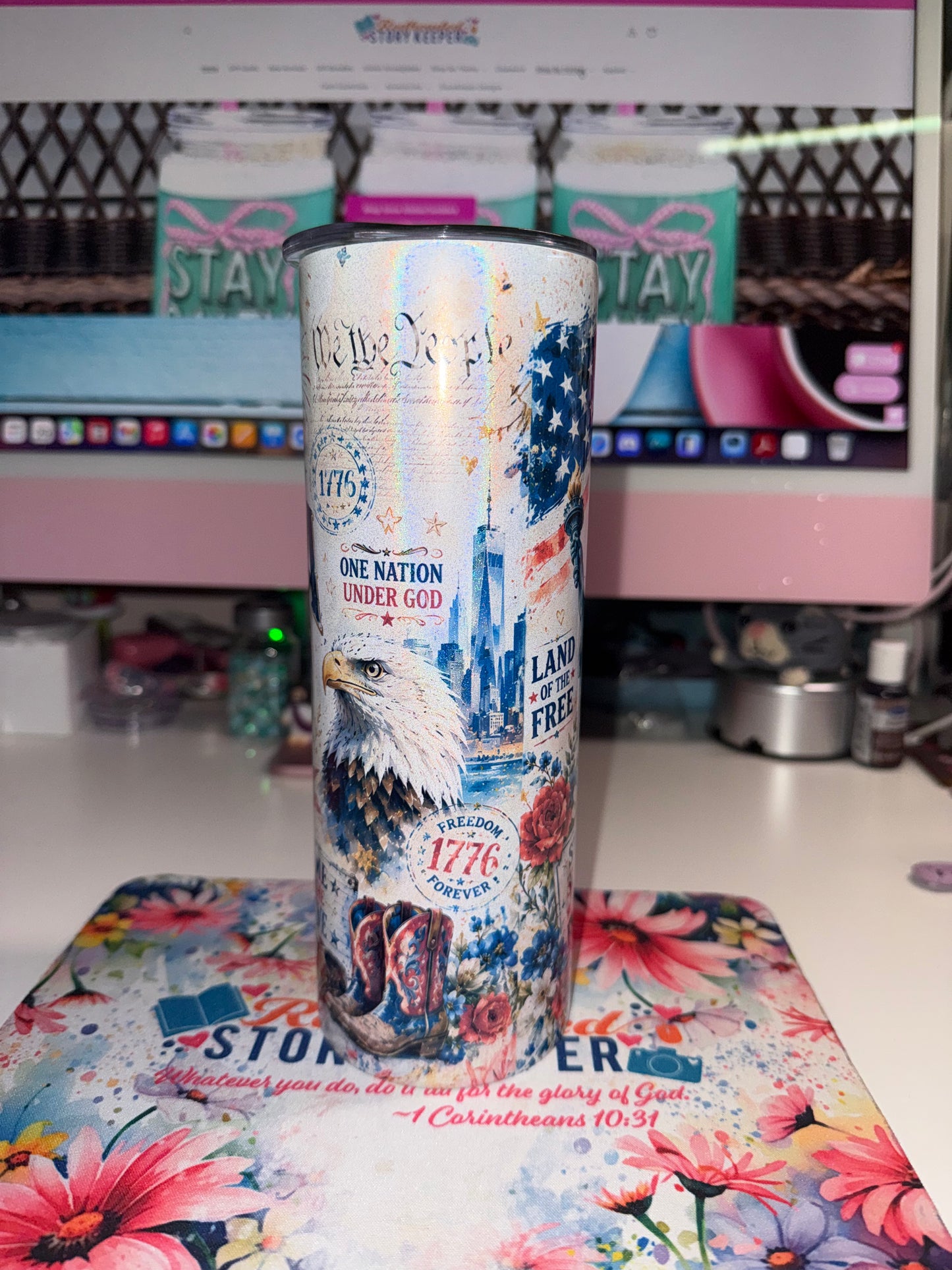 20 oz America 250 Holographic Tumbler