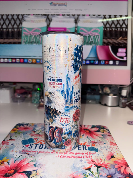 20 oz America 250 Holographic Tumbler