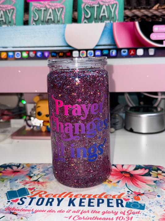 16 oz Prayer Changes Things Waterfall Snow Globe Tumbler