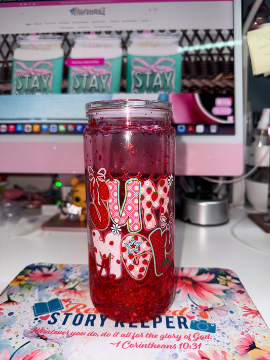 20 oz Sweet Summer Time Strawberry Drip Snow Globe Tumbler